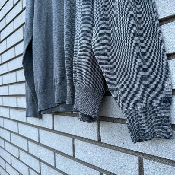 Faherty Movement Crewneck Sweater Ivory Ash Feeder Gray Stripe - Picture 5 of 8